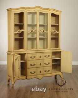 French Provincial Style Vintage Painted China Cabinet