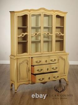 French Provincial Style Vintage Painted China Cabinet