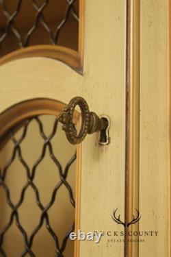 French Provincial Style Vintage Painted China Cabinet