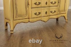 French Provincial Style Vintage Painted China Cabinet