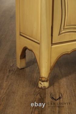 French Provincial Style Vintage Painted China Cabinet