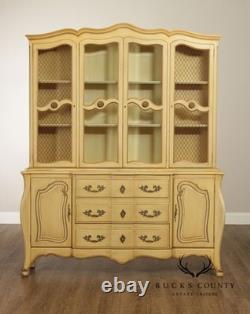 French Provincial Style Vintage Painted China Cabinet