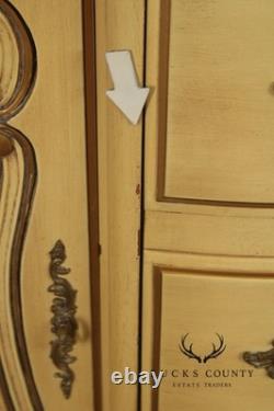 French Provincial Style Vintage Painted China Cabinet