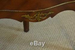 French Satinwood Corner Curio Cabinet Brass Mounts