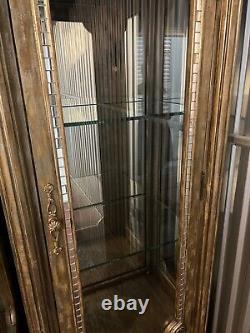 French Style Display Cabinets Vitrines With Brass Accent Glass Shelves And Light