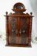 French Vintage Oak Wood Carved Apothecary Kitchen Wall Cabinet 1960s