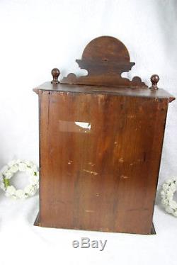 French vintage oak wood carved apothecary kitchen wall cabinet 1960s