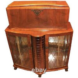 Fruitwood Art Deco Style or Mid Century Bar with Mirrored Decoration