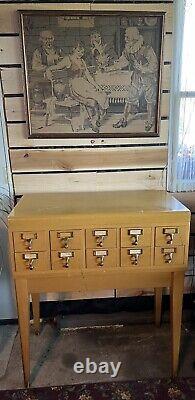 Gaylord Bros. Library Card Catalog 10 Drawer Wood MCM Mid Century Modern