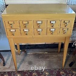 Gaylord Bros. Library Card Catalog 10 Drawer Wood MCM Mid Century Modern