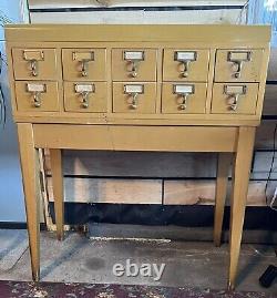 Gaylord Bros. Library Card Catalog 10 Drawer Wood MCM Mid Century Modern