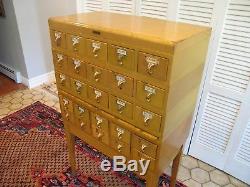 Gaylord Brothers Vintage 25 Drawer Library Card Catalog Cabinet On Stand 1950's