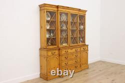 Georgian Farmhouse Vintage Pine China Cabinet, Saginaw #54475
