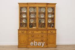 Georgian Farmhouse Vintage Pine China Cabinet, Saginaw #54475