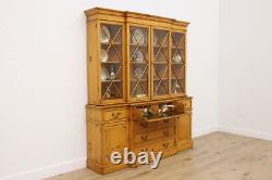 Georgian Farmhouse Vintage Pine China Cabinet, Saginaw #54475
