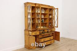 Georgian Farmhouse Vintage Pine China Cabinet, Saginaw #54475