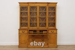 Georgian Farmhouse Vintage Pine China Cabinet, Saginaw #54475