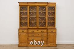 Georgian Farmhouse Vintage Pine China Cabinet, Saginaw #54475