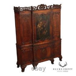 Georgian Style Hand Painted Mahogany Breakfront Cabinet