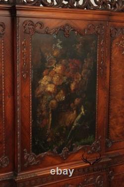 Georgian Style Hand Painted Mahogany Breakfront Cabinet