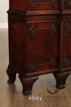Georgian Style Hand Painted Mahogany Breakfront Cabinet