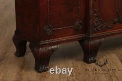 Georgian Style Hand Painted Mahogany Breakfront Cabinet