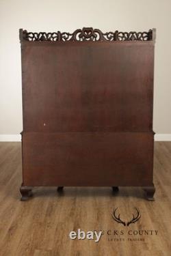 Georgian Style Hand Painted Mahogany Breakfront Cabinet