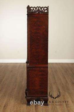 Georgian Style Hand Painted Mahogany Breakfront Cabinet