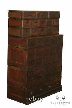 Globe Wernicke Antique Oak Stacking Multi-Drawer Letter File Cabinet