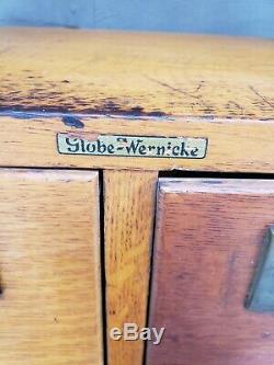 Globe Wernicke Wood Library Card Catalog 4 Drawer File Index Cabinet Vintage Box