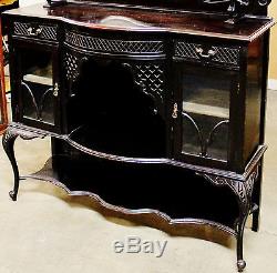 Gorgeous Antique Etagere Ebonized, Dark Mahogany Display China Cabinet