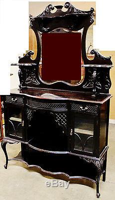 Gorgeous Antique Etagere Ebonized, Dark Mahogany Display China Cabinet