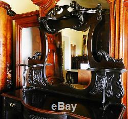 Gorgeous Antique Etagere Ebonized, Dark Mahogany Display China Cabinet