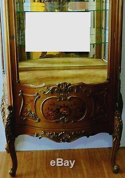 Gorgeous Antique French Louis Style Gold Gilt Vitrine Curio Display Cabinet