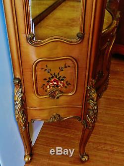 Gorgeous Antique French Louis Style Gold Gilt Vitrine Curio Display Cabinet