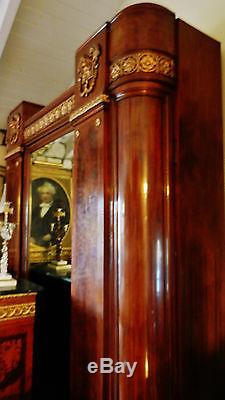 Gorgeous Antique Large Walnut European Armoire Cabinet, Figural Ormolu Mounted