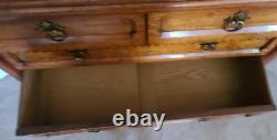 Gorgeous Antique Solid Wood Chest of Drawers with Enclosed Bookcase Cabinet- VGC