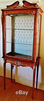 Gorgeous Antique Tall French Louis Style Rosewood Vitrine Curio Display Cabinet