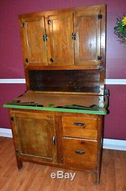 Gorgeous Antique c. 1800's-1900's Slide Hoosier Cabinet with 2 Enamel-Ware Counters