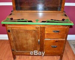 Gorgeous Antique c. 1800's-1900's Slide Hoosier Cabinet with 2 Enamel-Ware Counters