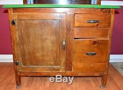 Gorgeous Antique c. 1800's-1900's Slide Hoosier Cabinet with 2 Enamel-Ware Counters