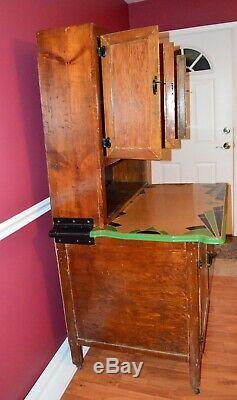 Gorgeous Antique c. 1800's-1900's Slide Hoosier Cabinet with 2 Enamel-Ware Counters