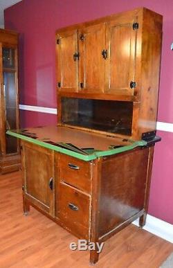 Gorgeous Antique c. 1800's-1900's Slide Hoosier Cabinet with 2 Enamel-Ware Counters