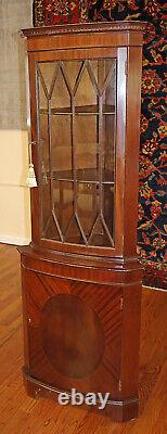 Gorgeous English George III Style Mahogany Inlaid Corner Cabinet