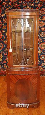 Gorgeous English George III Style Mahogany Inlaid Corner Cabinet