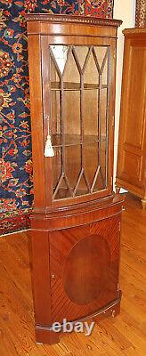 Gorgeous English George III Style Mahogany Inlaid Corner Cabinet