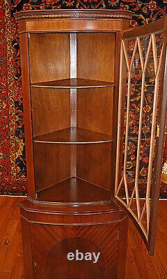 Gorgeous English George III Style Mahogany Inlaid Corner Cabinet