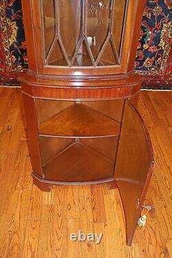 Gorgeous English George III Style Mahogany Inlaid Corner Cabinet