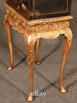 Gorgeous English Georgian Chinoiserie Gilded Liquor Cabinet Martini Bar C1920s