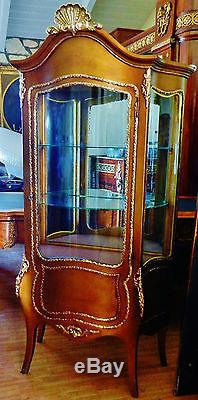 Gorgeous French Louis Style Gold Gilt Vitrine Curio Display China Cabinet